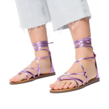 Sandali alla schiava infradito lilla da donna con laccetti alla caviglia Lora Ferres, Donna, SKU w041001225, Immagine 0